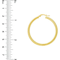 Olas d'Oro - 14K Yellow Gold 40mm Rope Twist Hoop Earrings - Lightweight Luxury
