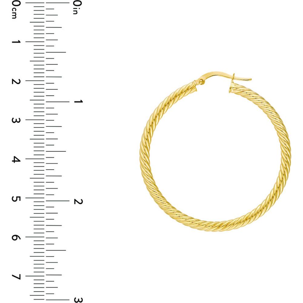 Olas d'Oro - 14K Yellow Gold 40mm Rope Twist Hoop Earrings - Lightweight Luxury