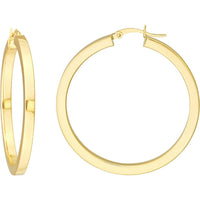 Olas d'Oro - 14K Yellow Gold 40mm Square Tube Hoop Earrings - 4.00g Total Weight