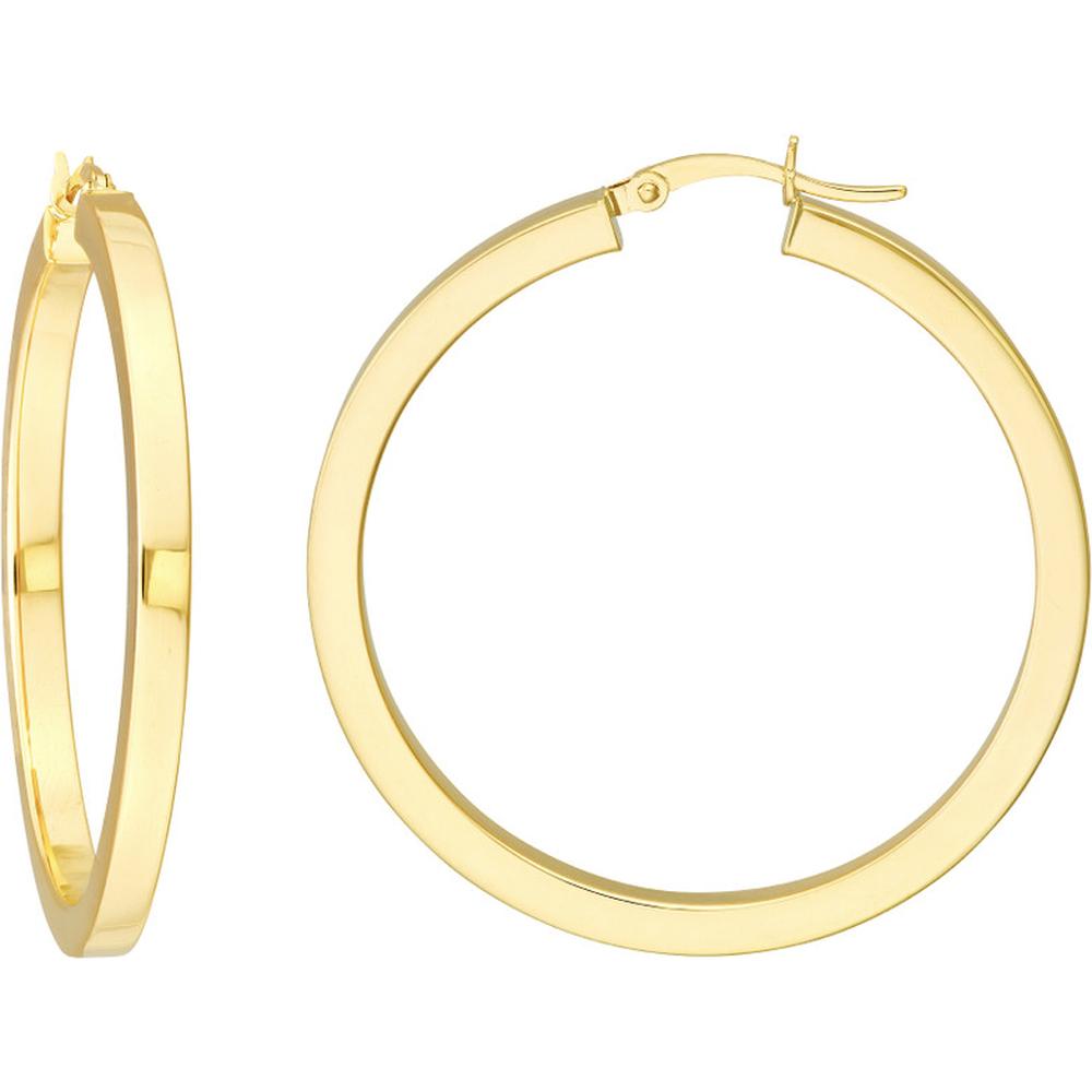 Olas d'Oro - 14K Yellow Gold 40mm Square Tube Hoop Earrings - 4.00g Total Weight