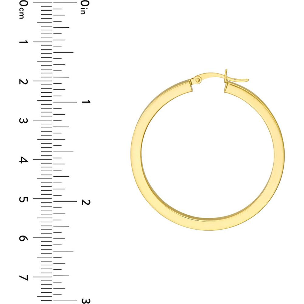 Olas d'Oro - 14K Yellow Gold 40mm Square Tube Hoop Earrings - 4.00g Total Weight