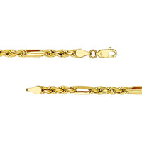 Olas d'Oro - 14K Yellow Gold 4mm Diamond-Cut Hollow Figarope Milano Chain Bracelet - 8" Length