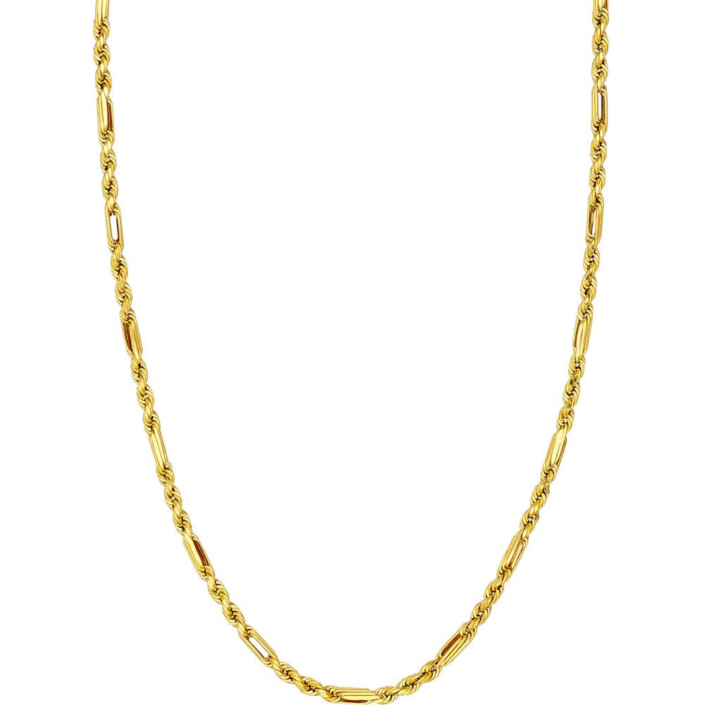 Olas d'Oro - 14K Yellow Gold 4mm Diamond-Cut Hollow Figarope Milano Chain Necklace - 18'' - 7.08g Average Weight