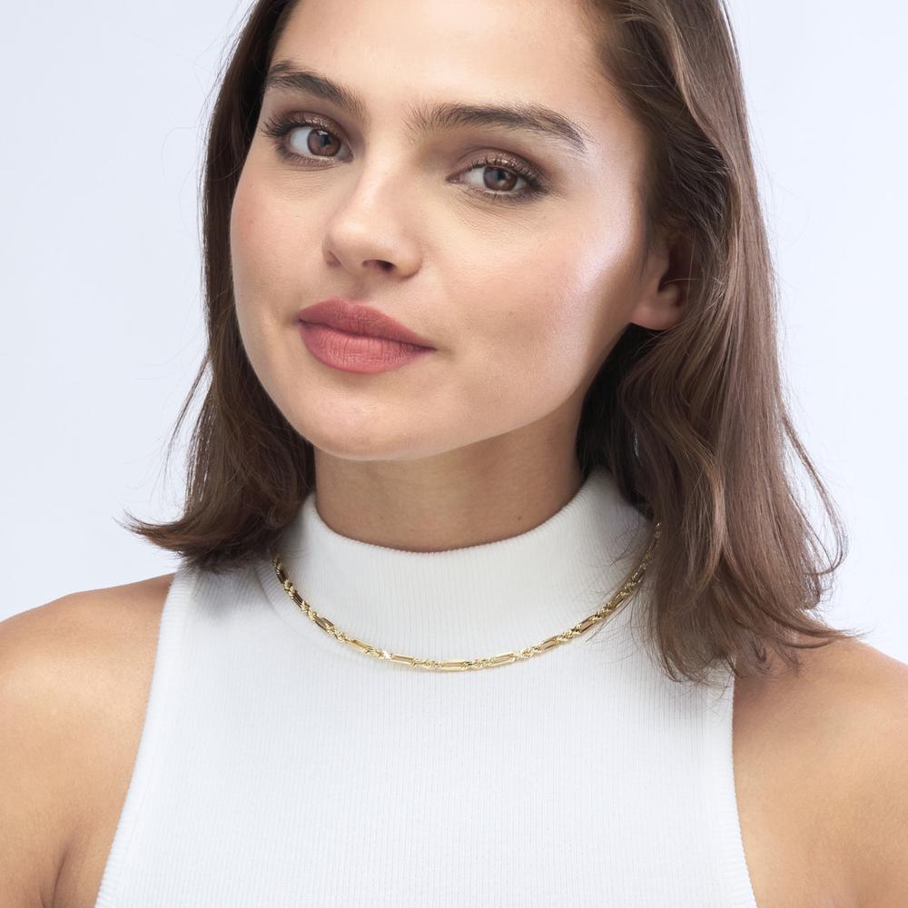 Olas d'Oro - 14K Yellow Gold 4mm Diamond-Cut Hollow Figarope Milano Chain Necklace - 18'' - 7.08g Average Weight