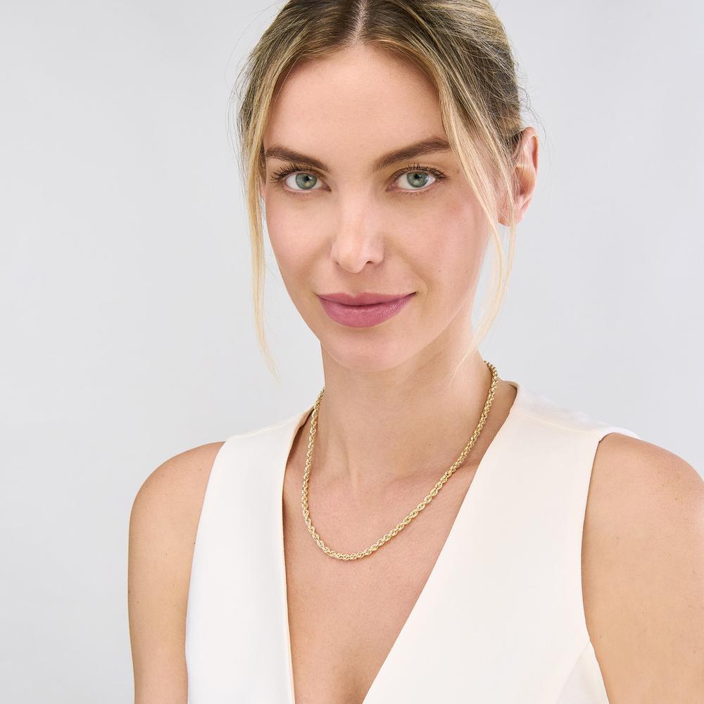 Olas d'Oro - 14K Yellow Gold 4mm Light Rope Chain Necklace - 24'' with Lobster Lock