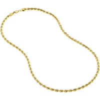 Olas d'Oro - 14K Yellow Gold 4mm Light Rope Chain Necklace - 24'' with Lobster Lock