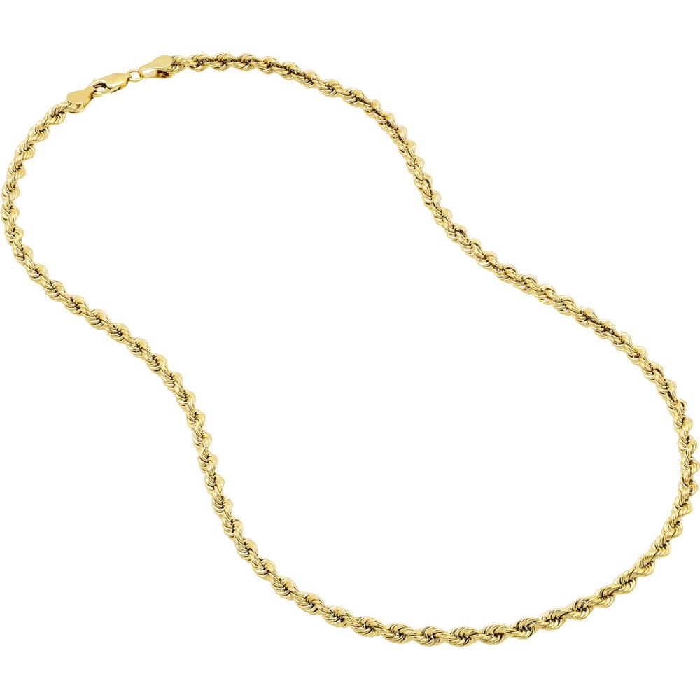 Olas d'Oro - 14K Yellow Gold 4mm Light Rope Chain Necklace - 24'' with Lobster Lock