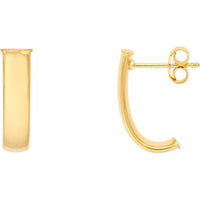 Olas d'Oro - 14K Yellow Gold 4mm Oval Tube J Hoop Earrings - Classic Design, Timeless Elegance