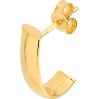Olas d'Oro - 14K Yellow Gold 4mm Oval Tube J Hoop Earrings - Classic Design, Timeless Elegance