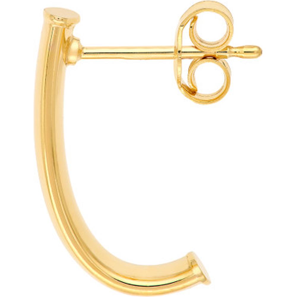 Olas d'Oro - 14K Yellow Gold 4mm Oval Tube J Hoop Earrings - Classic Design, Timeless Elegance