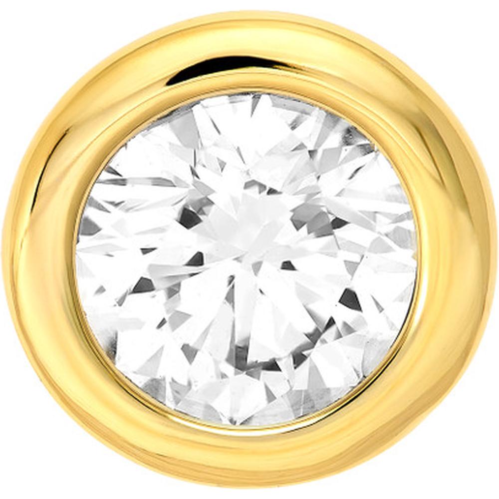 Olas d'Oro - 14K Yellow Gold 4mm Round Diamond Martini Bezel Stud Earrings - 0.49 Carat Total Diamond Weight