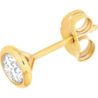 Olas d'Oro - 14K Yellow Gold 4mm Round Diamond Martini Bezel Stud Earrings - 0.49 Carat Total Diamond Weight