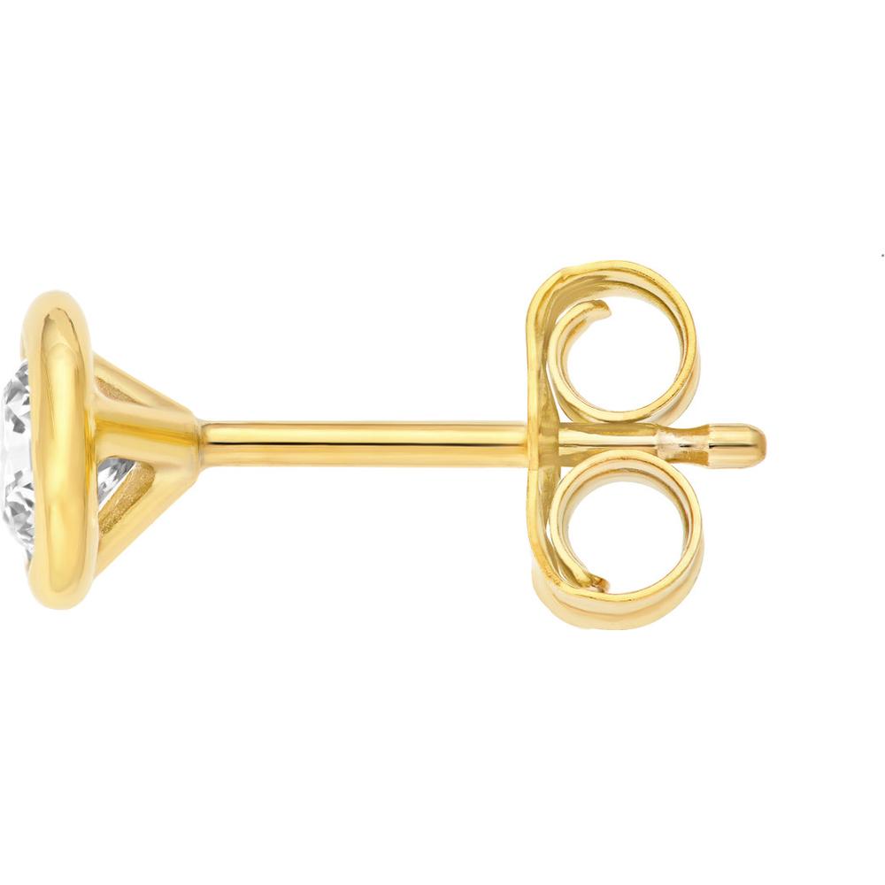 Olas d'Oro - 14K Yellow Gold 4mm Round Diamond Martini Bezel Stud Earrings - 0.49 Carat Total Diamond Weight