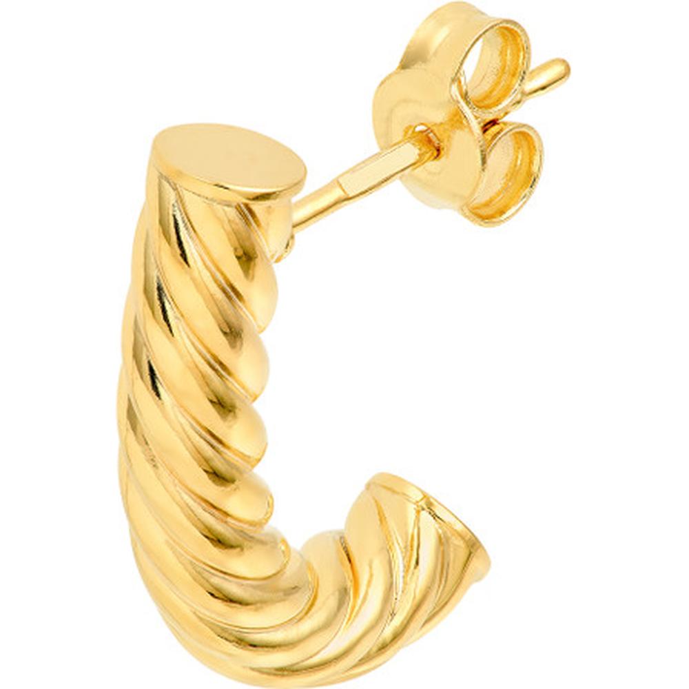 Olas d'Oro - 14K Yellow Gold 4mm Round Twisted J Hoop Earrings - 1.70g Total Weight