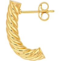 Olas d'Oro - 14K Yellow Gold 4mm Round Twisted J Hoop Earrings - 1.70g Total Weight