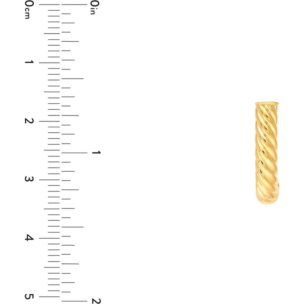 Olas d'Oro - 14K Yellow Gold 4mm Round Twisted J Hoop Earrings - 1.70g Total Weight