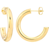 Olas d'Oro - 14K Yellow Gold 4mm x 25mm Tube Hoop Earrings  Lightweight Design