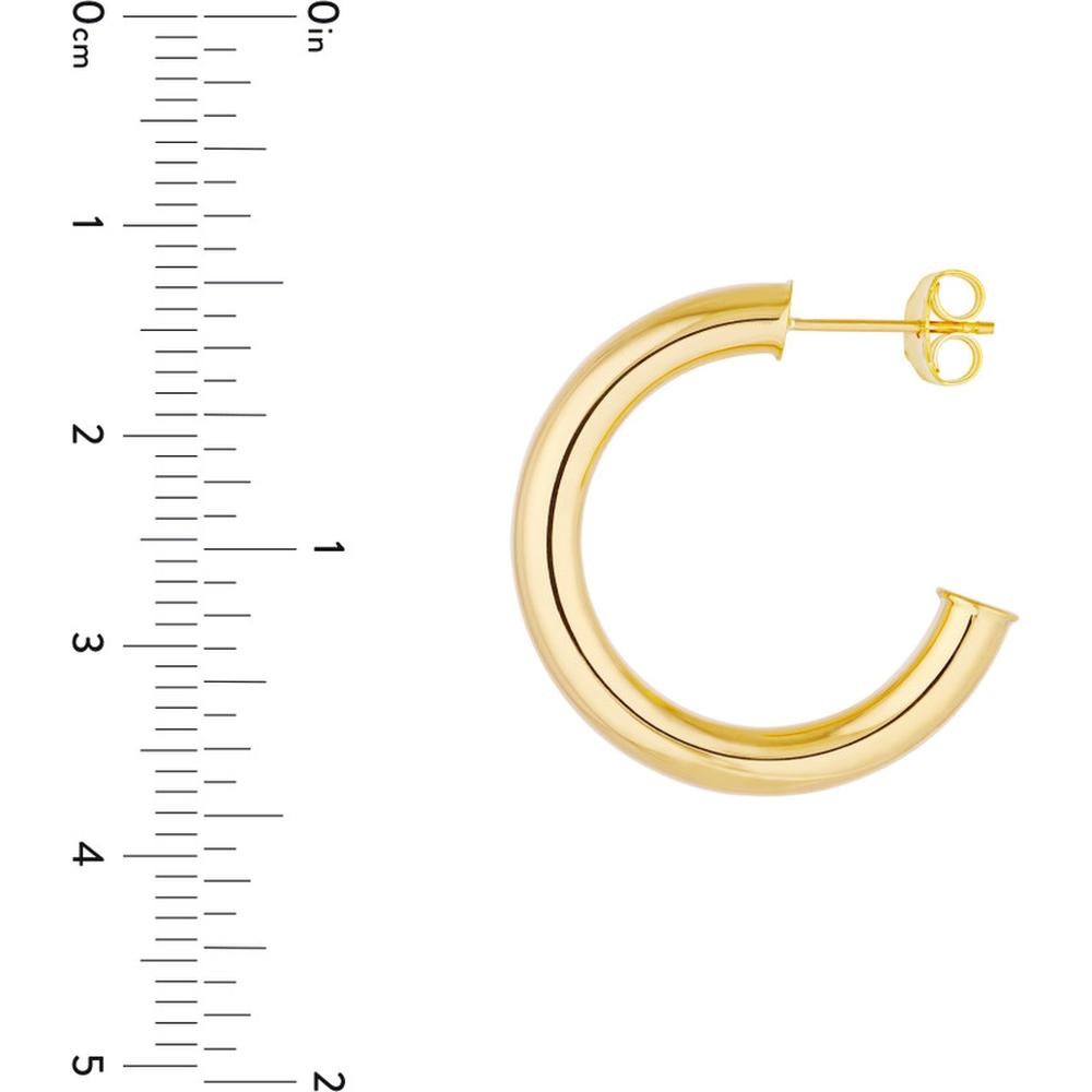 Olas d'Oro - 14K Yellow Gold 4mm x 25mm Tube Hoop Earrings  Lightweight Design