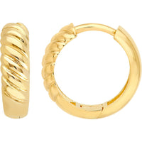 Olas d'Oro - 14K Yellow Gold 4x13mm 1/2 Twisted Hinge Hoop Earrings - 2.39 Grams Total Weight
