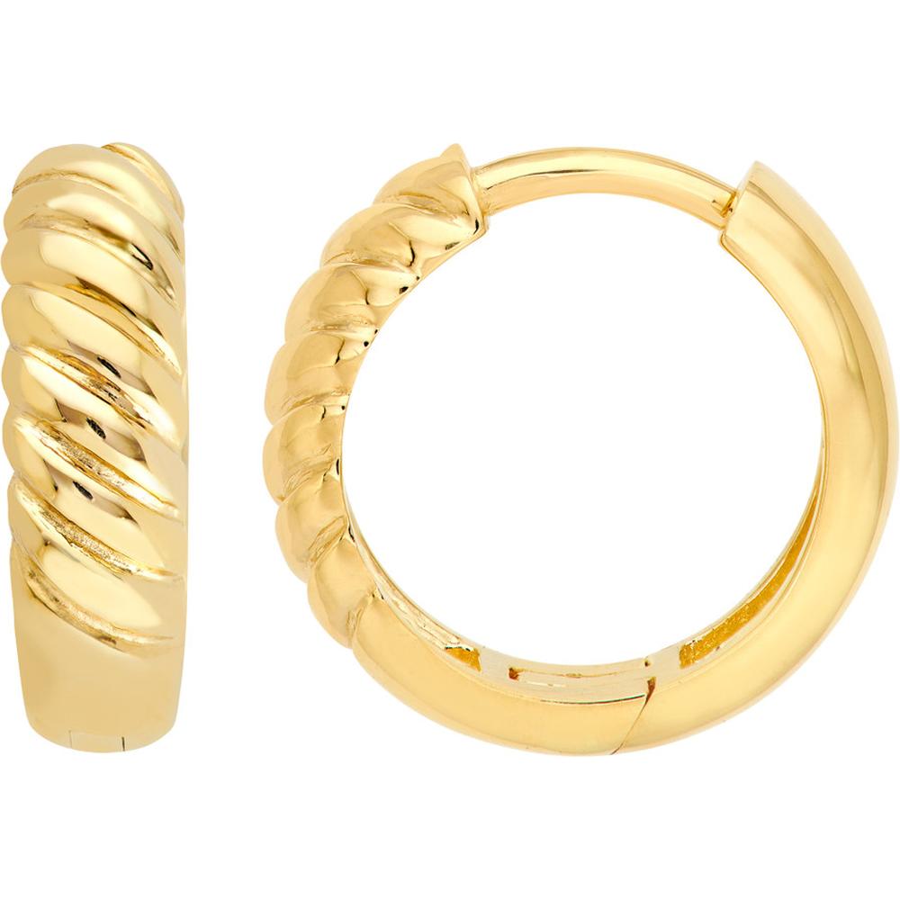 Olas d'Oro - 14K Yellow Gold 4x13mm 1/2 Twisted Hinge Hoop Earrings - 2.39 Grams Total Weight