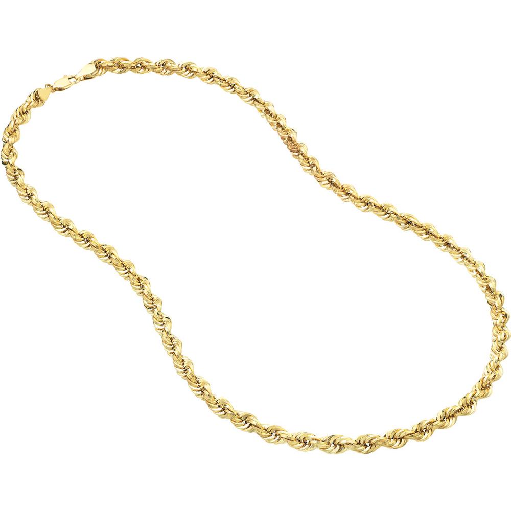 Olas d'Oro - 14K Yellow Gold 5.10mm Light Rope Chain Necklace with Lobster Lock  20''