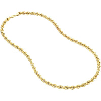 Olas d'Oro - 14K Yellow Gold 5.10mm Light Rope Chain Necklace with Lobster Lock - 24" - 11.25 grams