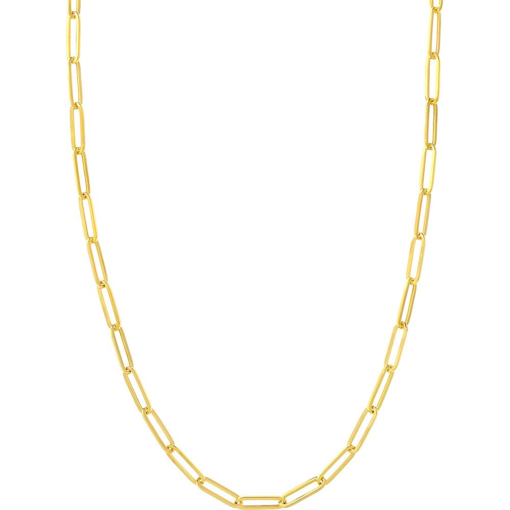 Olas d'Oro - 14K Yellow Gold 5.10mm Paper Clip Chain Bracelet with Pear Shape Lobster Clasp - 4.27g Average Weight