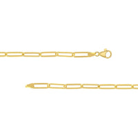 Olas d'Oro - 14K Yellow Gold 5.10mm Paper Clip Chain Bracelet with Pear Shape Lobster Clasp - 4.27g Average Weight