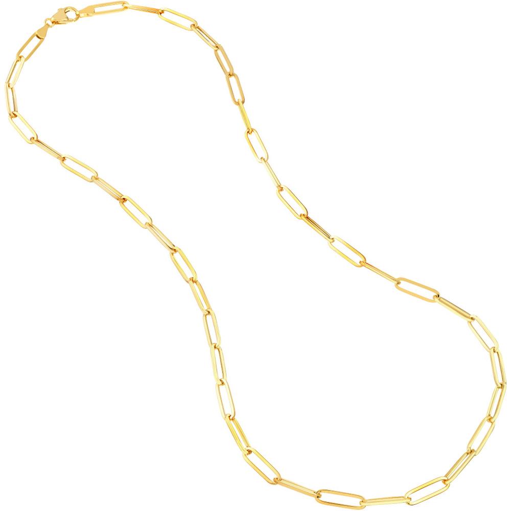 Olas d'Oro - 14K Yellow Gold 5.10mm Paper Clip Chain Necklace - 18'' Length
