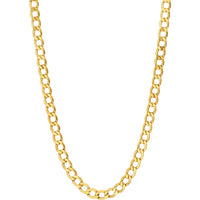 Olas d'Oro - 14K Yellow Gold 5.20mm Hollow Diamond-Cut Curb Chain Bracelet  8'' Length, 4.27g Average Weight