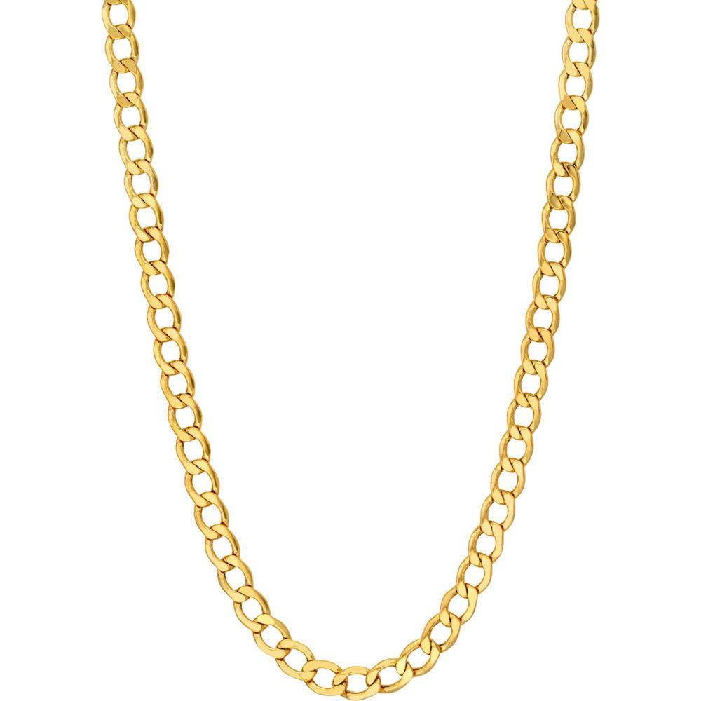 Olas d'Oro - 14K Yellow Gold 5.20mm Hollow Diamond-Cut Curb Chain Bracelet  8'' Length, 4.27g Average Weight