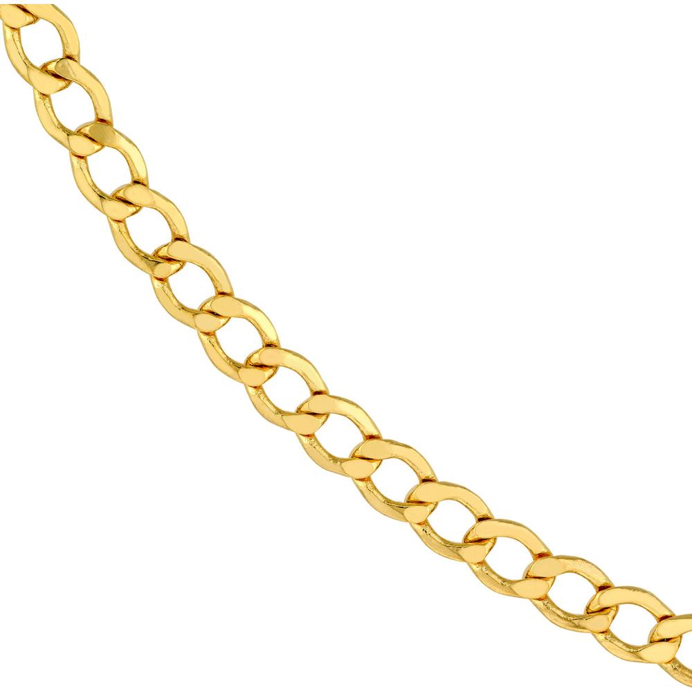 Olas d'Oro - 14K Yellow Gold 5.20mm Hollow Diamond-Cut Curb Chain Bracelet  8'' Length, 4.27g Average Weight