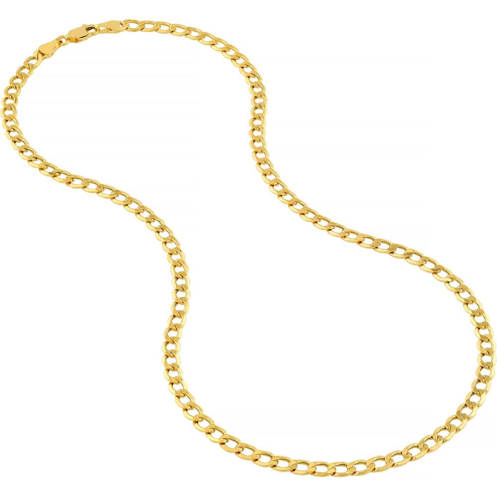 Olas d'Oro - 14K Yellow Gold 5.20mm Hollow Diamond-Cut Curb Chain Bracelet  8'' Length, 4.27g Average Weight
