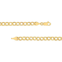 Olas d'Oro - 14K Yellow Gold 5.20mm Hollow Diamond-Cut Curb Chain Bracelet  8'' Length, 4.27g Average Weight