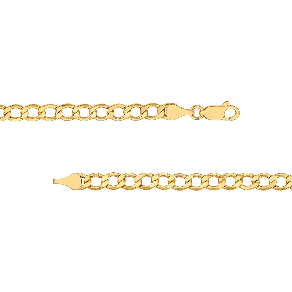 Olas d'Oro - 14K Yellow Gold 5.20mm Hollow Diamond-Cut Curb Chain Bracelet  8'' Length, 4.27g Average Weight