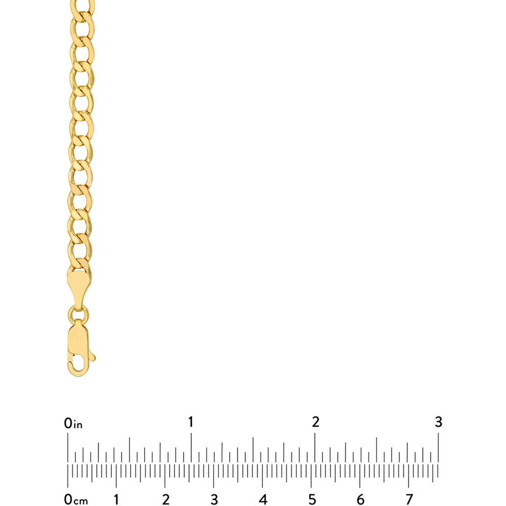 Olas d'Oro - 14K Yellow Gold 5.20mm Hollow Diamond-Cut Curb Chain Bracelet  8'' Length, 4.27g Average Weight