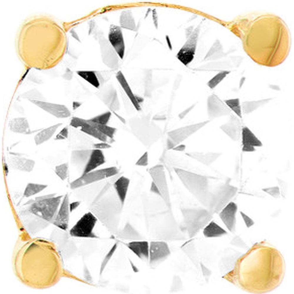 Olas d'Oro - 14K Yellow Gold 5.3mm Round CZ Stud Earrings - 1.30 Carat Total CZ Weight