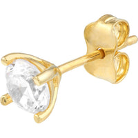 Olas d'Oro - 14K Yellow Gold 5.3mm Round CZ Stud Earrings - 1.30 Carat Total CZ Weight