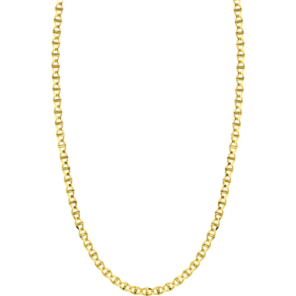 Olas d'Oro - 14K Yellow Gold 5.40mm Concave Mariner Chain Bracelet with Lobster Lock - 7.50" Length