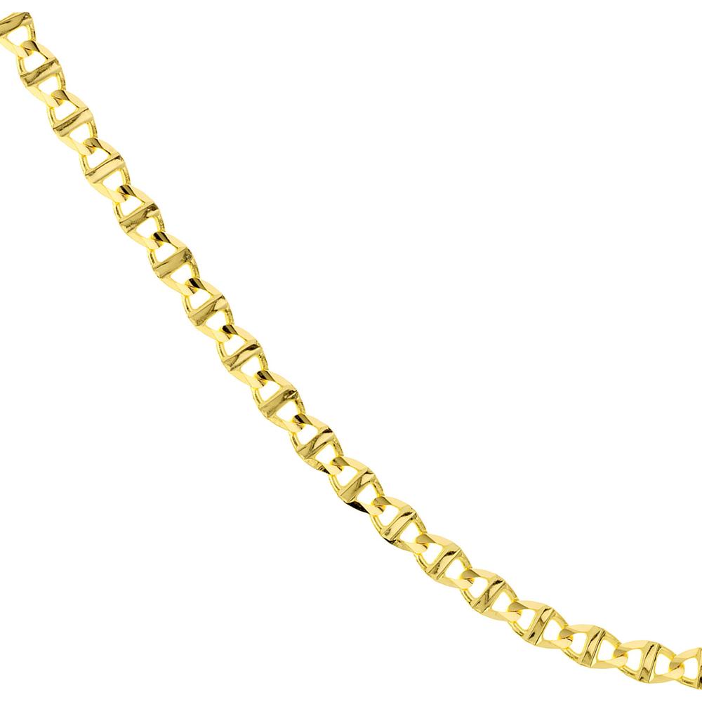 Olas d'Oro - 14K Yellow Gold 5.40mm Concave Mariner Chain Bracelet with Lobster Lock - 7.50" Length