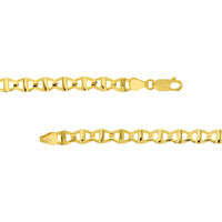 Olas d'Oro - 14K Yellow Gold 5.40mm Concave Mariner Chain Bracelet with Lobster Lock - 7.50" Length