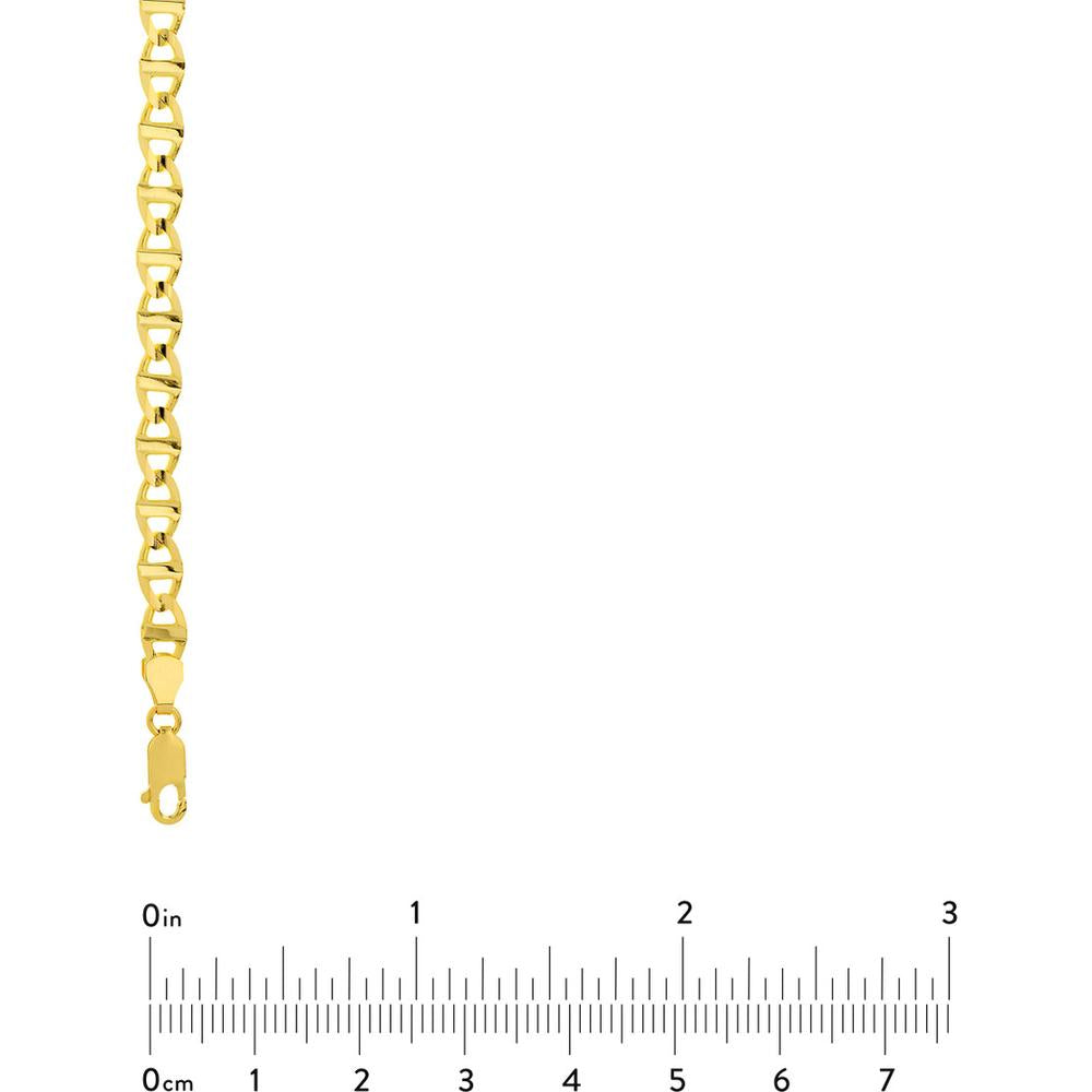 Olas d'Oro - 14K Yellow Gold 5.40mm Concave Mariner Chain Bracelet with Lobster Lock - 7.50" Length