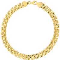 Olas d'Oro - 14K Yellow Gold 5.50mm Brick Pattern Bracelet with Pear Shape Lobster Clasp - 8.05 Grams Total Weight