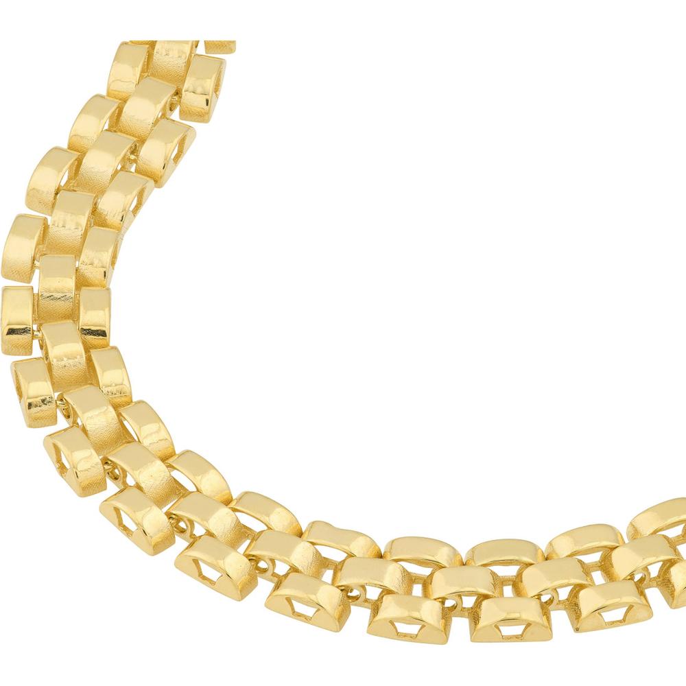 Olas d'Oro - 14K Yellow Gold 5.50mm Brick Pattern Bracelet with Pear Shape Lobster Clasp - 8.05 Grams Total Weight