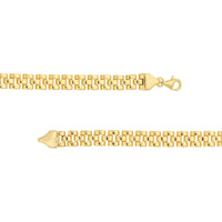 Olas d'Oro - 14K Yellow Gold 5.50mm Brick Pattern Bracelet with Pear Shape Lobster Clasp - 8.05 Grams Total Weight