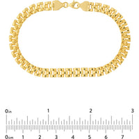 Olas d'Oro - 14K Yellow Gold 5.50mm Brick Pattern Bracelet with Pear Shape Lobster Clasp - 8.05 Grams Total Weight