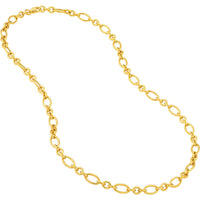 Olas d'Oro - 14K Yellow Gold 5.75mm Hollow Oval Link Chain Bracelet with Pear Shaped Lobster Clasp - 7.50" Length