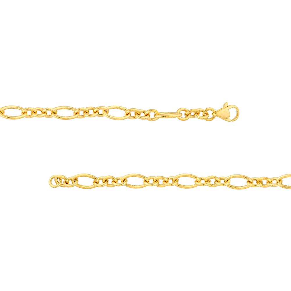 Olas d'Oro - 14K Yellow Gold 5.75mm Hollow Oval Link Chain Bracelet with Pear Shaped Lobster Clasp - 7.50" Length