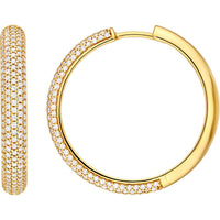 Olas d'Oro - 14K Yellow Gold 5-Row Diamond Pave Hoop Earrings - 1.0 Carat Total Diamond Weight