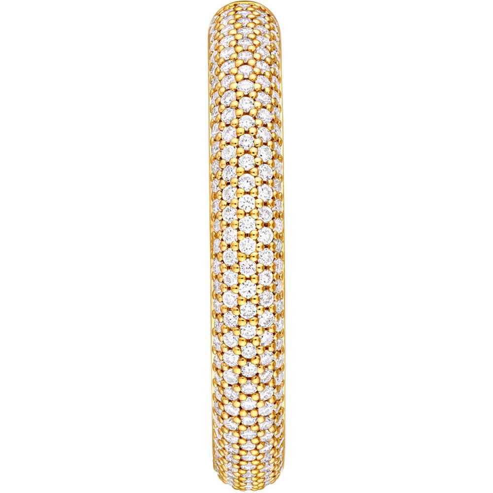 Olas d'Oro - 14K Yellow Gold 5-Row Diamond Pave Hoop Earrings - 1.0 Carat Total Diamond Weight